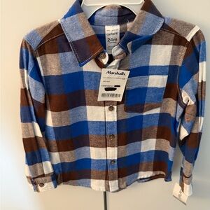 Carter's Kids Plaid Shirt in Blue and Brown
